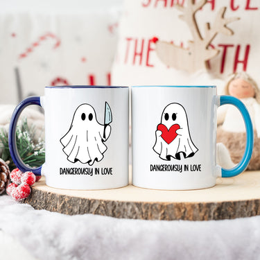 Love or Knife Ghost Matching Mugs For Couples